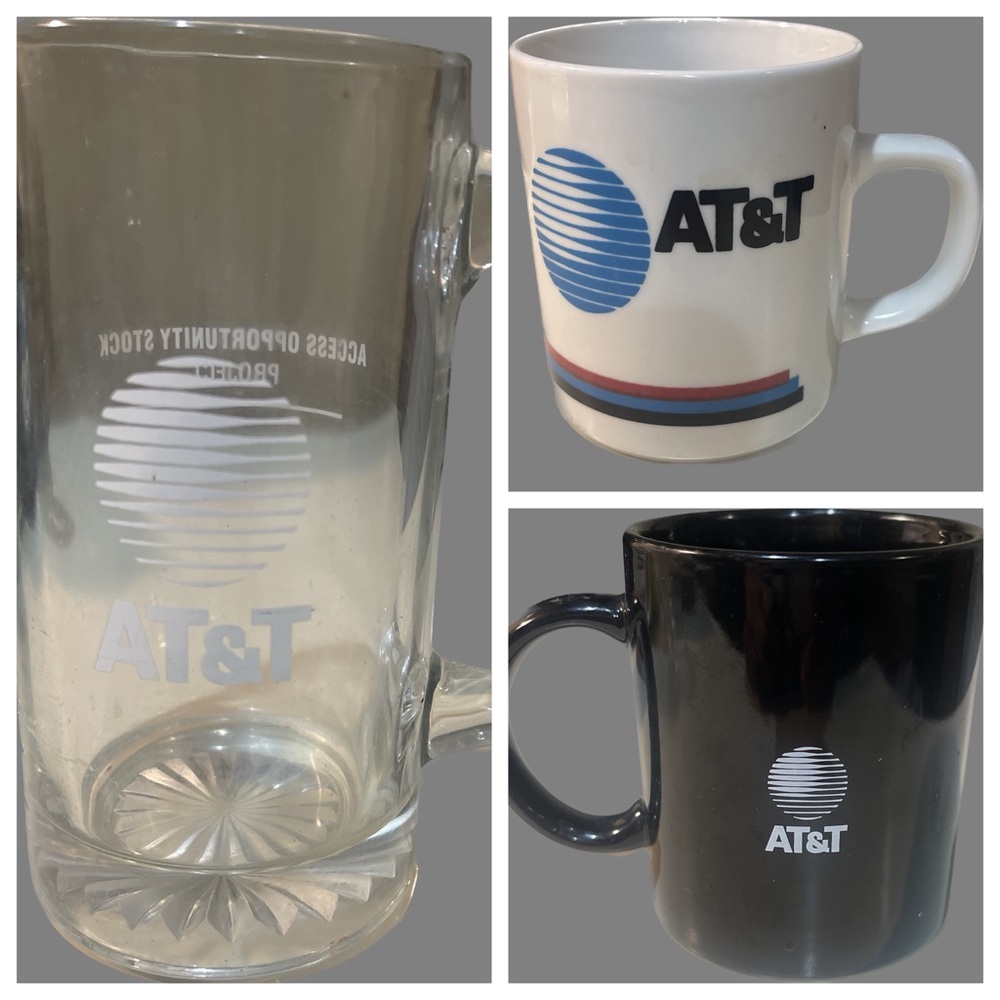 AT&T Vintage Mugs and Drinking Glass Set of Three